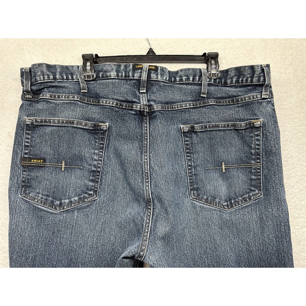 Ariat Rebar Mens Size 44X32 Blue M4 Low Rise Straight Denim Jeans (K1) - Picture 4 of 7